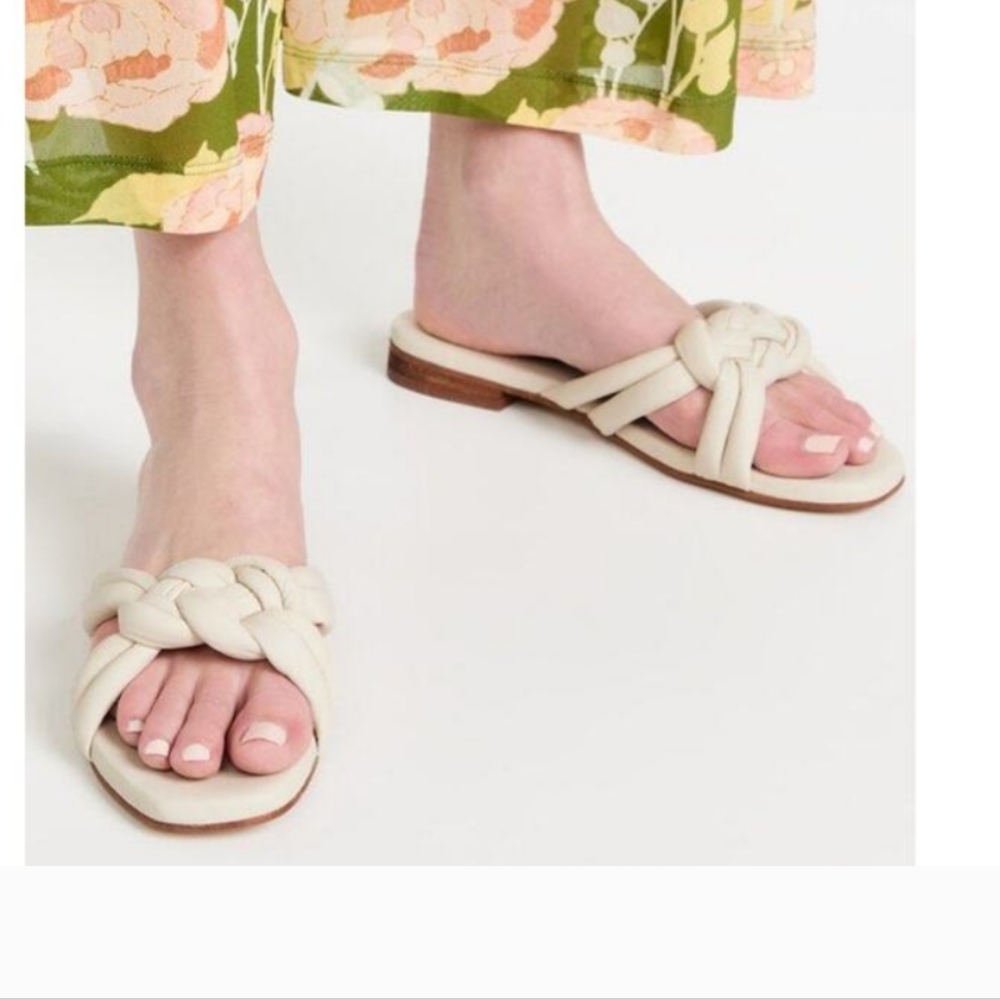 Kaanas Bintulu Nautical Knot Sandals Cream Ivory Leather‎ Slide 9
